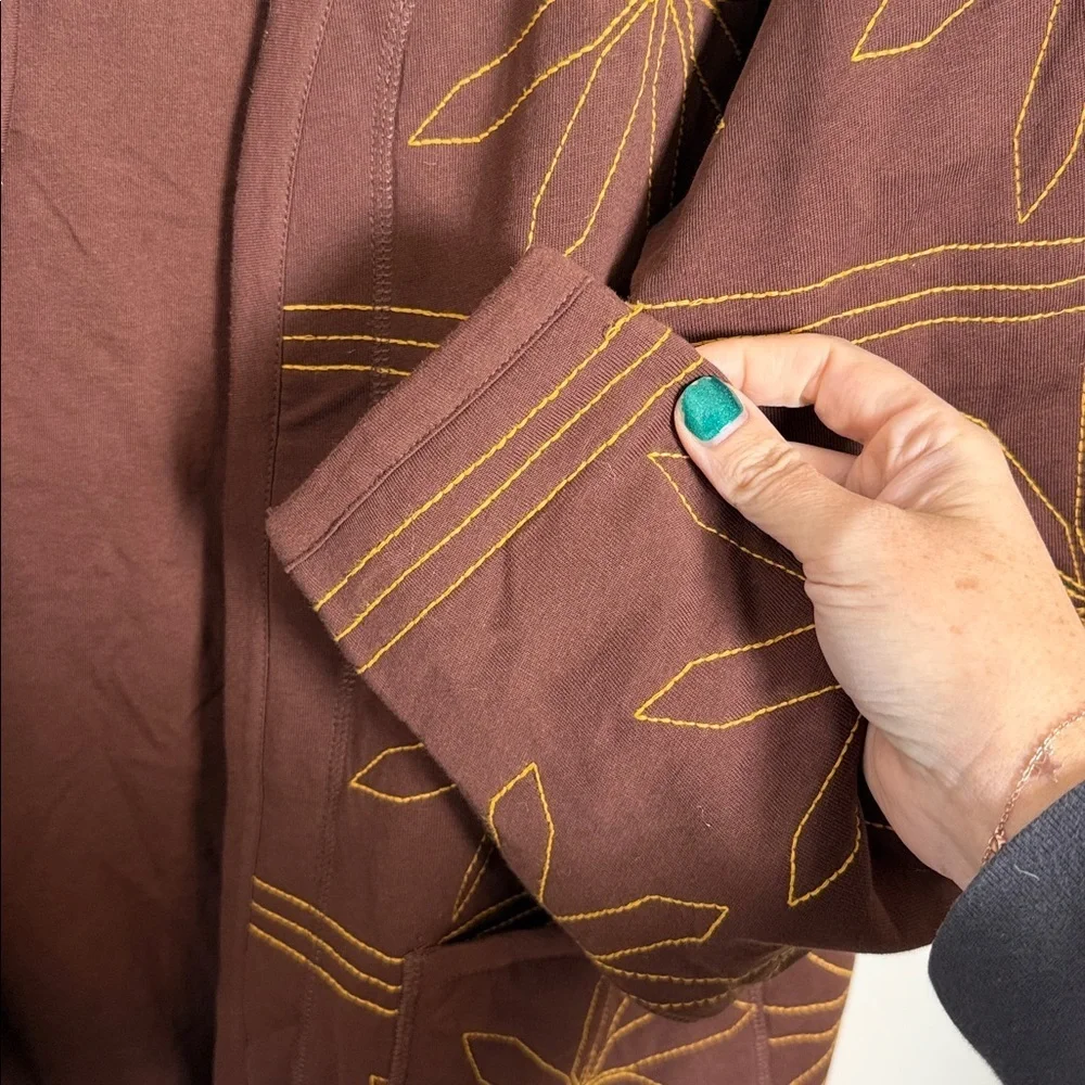 NWT Zara Embroidered Quilt Jacket Brown Yellow Size XL